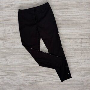 ESCADA Gold Studded Black Tina Straight Leg Cotton Pants Trousers 36 Womens 4